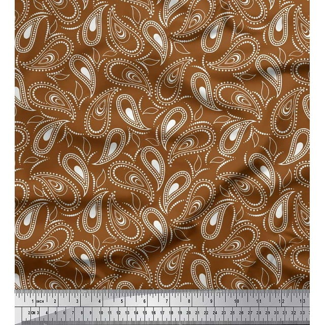 Soimoi Poly Georgette Fabric Dot & Paisley Print Fabric by Yard 52 Inch Wide