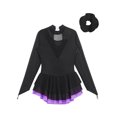 thumbnail image 5 of TiaoBug Kids Girls Figure Skating Dance Dress Rhinestone Gymnastics Leotard Dresses with Hair Band Purple 14, 5 of 6