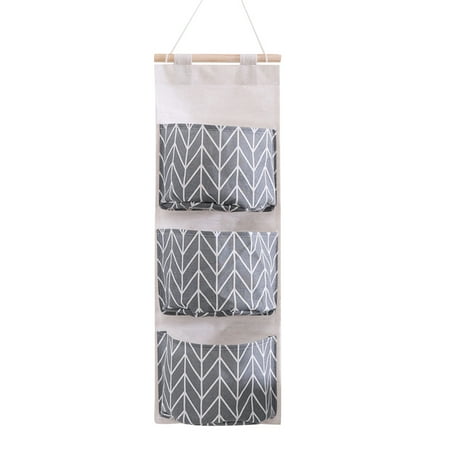 RXMEKW Hanging Storage Bags Cotton-Linen Hanging Storage Bag Over-Door Phone & Sundries Pocket
