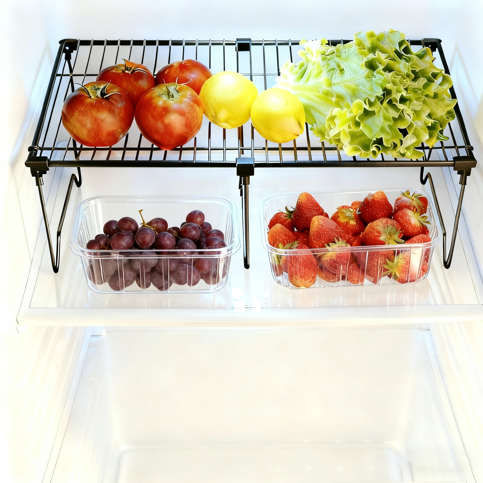 1/2-Piece Set freezer shelf,Stackable Cabinet Organizer Shelves,Foldable Pantry Shelf,Plate, Dish,Rustproof Metal Storage Organizer