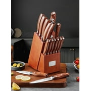 Knife Block Set, D.Perlla 16 Pieces German Stainless Steel Professional Kitchen Knife Set with Carving Fork