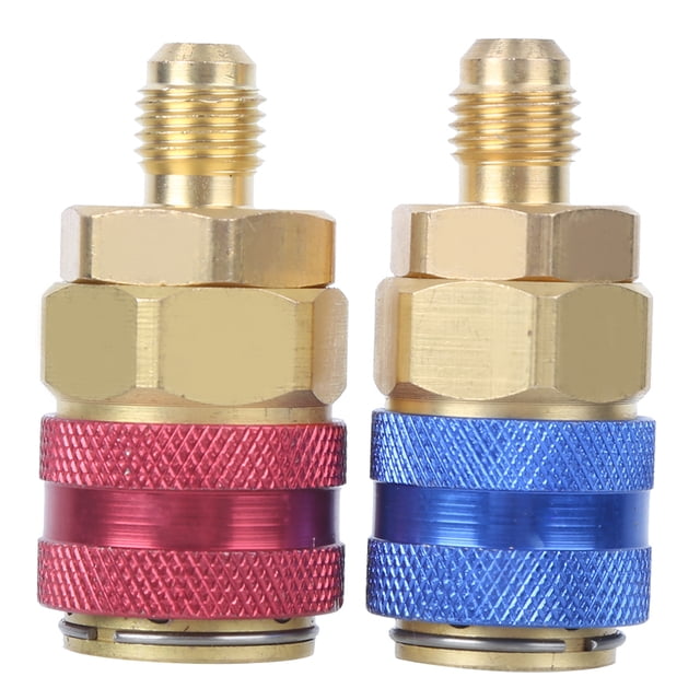 ZPSHYD Accesorios adaptadores R134a, Conector de Acoplamiento rápido R134A Adaptadores de Acoplamiento rápido R134a Adaptadores de latón para R134A Lado Rojo Azul Alto bajo