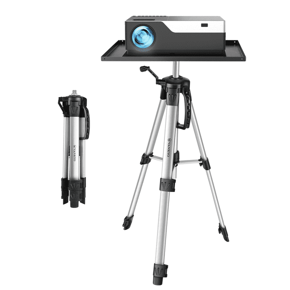 VANKYO Trípode de Aluminio para Proyector, Soporte Ajustable para Computadora/computadora Laptop, Soporte Multifunción, Altura Ajustable de 17'' a 46'' con Placa y Bolsa de Transporte