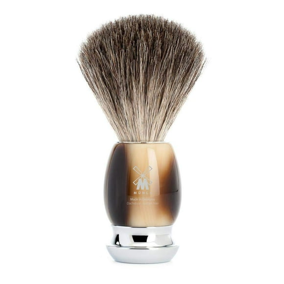 Brocha de afeitar MHLE VIVO Brown Horn Pure Badger - Brocha de afeitar de lujo para hombres Rich Lather