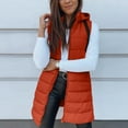 thumbnail image 5 of Long Puffer Vest Women Sleeveless Full Zip Up Puffy Jackets Quilted Padded Fall Coats Winter Outerwear Vermilion XL, 5 of 9