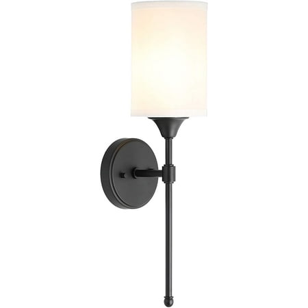 

Wall Sconce Lighting Classic 1 Light Black Bathroom Sconce Vanity Light with Fabric Shade for Corridor Bedroom & Living Room