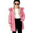thumbnail image 2 of newwalpole Girl's Puffer Jacket Kids Long Winter Coats Knee Length Parka Warm Fleece Lined Snow Outerwear with Fuzzy Hood Watermelon Red for Size 7-8 Years, 2 of 9