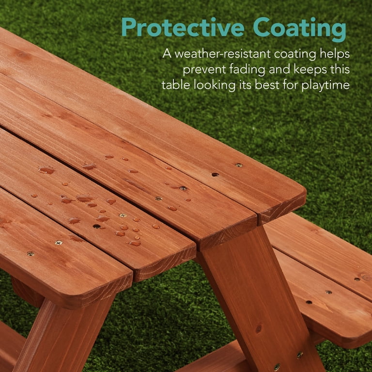 Best Choice Products Wooden Kids Picnic Table with Umbrella photo 4