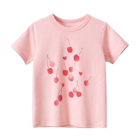 

MXIEZI Toddler Baby Girls T Shirt Summer Cotton Printing T-Shirt 1-8 Years Kids Cartoon Short-Sleeved Tees Tops
