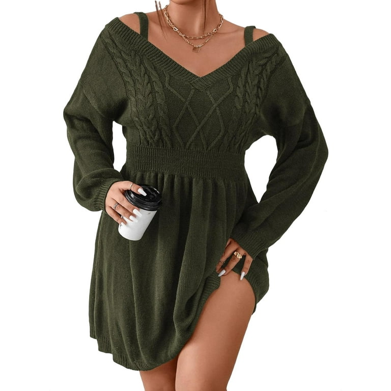 Off the shoulder clearance plus size sweater dress