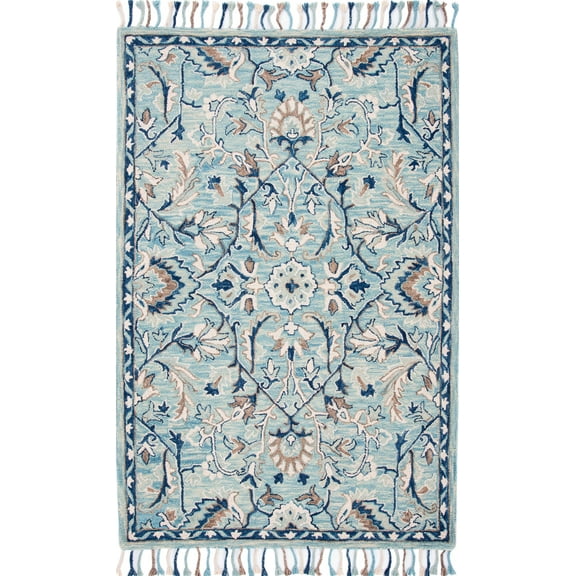 SAFAVIEH Blossom Frona Floral Wool Area Rug, Blue/Ivory, 3' x 5'