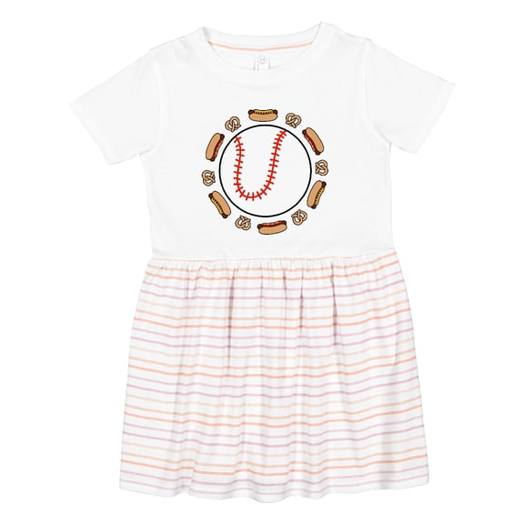 Inktastic Baseball with Hot Dogs and Pretzels Girls Toddler Dress