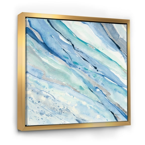 Designart ' Blue Silver Spring I ' Modern Lake House Framed Canvas