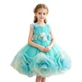 thumbnail image 3 of THDHVS Flower Girl Dress,Colorful Floral Mesh Tulle Tutu Gown Princess Style Ideal for Girls Bridesmaid Wedding Evening Party,Girls Party Dress Green 4-5 Years, 3 of 9