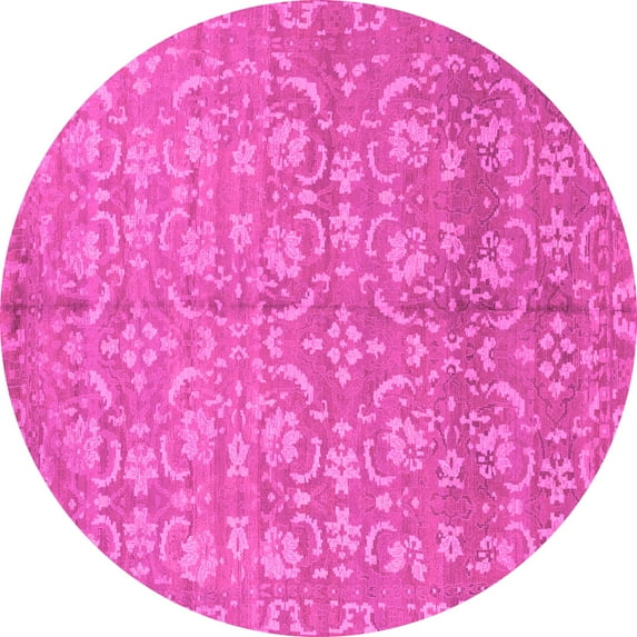 Ahgly Company Indoor Round Abstract Pink Modern Area Rugs, 3' Round