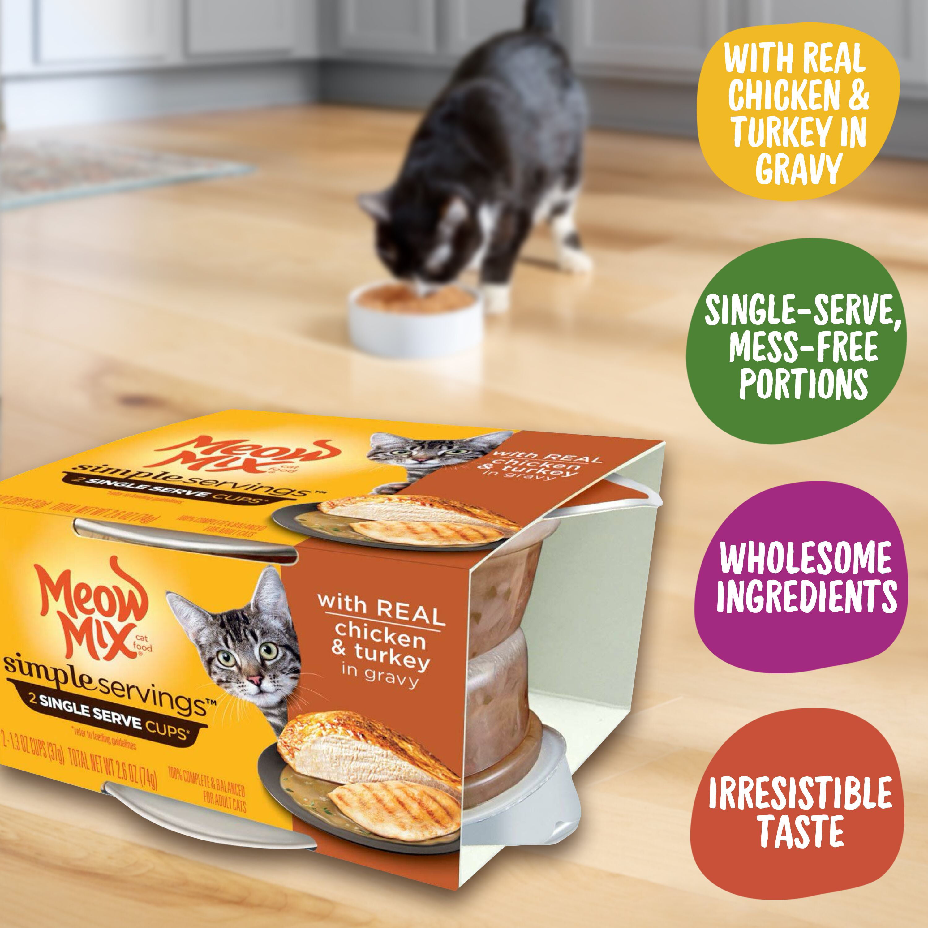 Meow Mix Simple Servings Wet Cat Food with Real Chicken and Turkey in