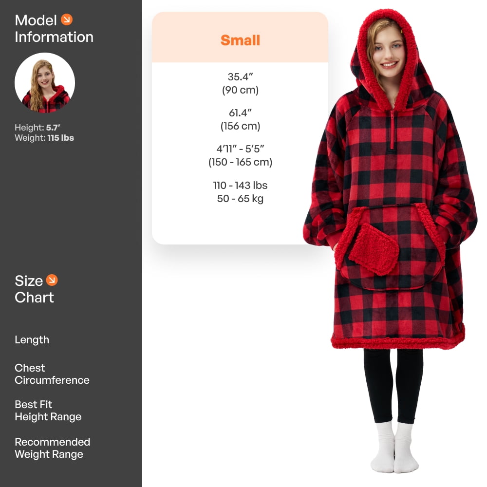 Joyfy Wearable Blanket Oversized Sherpa Sweatshirt, Warm and Cozy Hoodie Blanket for Adult Christmas Birthday Gift