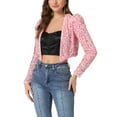 thumbnail image 4 of INSPIRE CHIC Women's Party Shiny Sequin Long Sleeve Open Front Shrug Cropped Jacket S Pink, 4 of 6