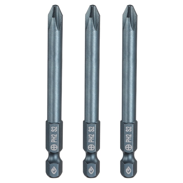 Uxcell 3pcs #2 Puntas de destornillador Phillips PH2 de 1/4" Hex Shank 3" (75mm) Longitud 0.24" Varilla Magnética Puntas de Taladro de Cabeza Cruzada de Acero S2 para Herramientas Eléctricas, Azul