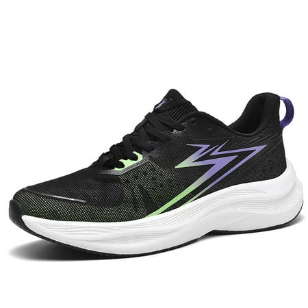 

men s casual sports running shoes comfortable breathable carbon plate ETPU lightweight outsole orange Lightning (Black green 43)