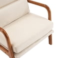 thumbnail image 6 of Indoor Leisure Arm Chair, Modern Linen Fabric Upholstered Accent Chair with Solid Wood Armrest & High Back, Single Sofa Lounge Reading Chair for Living Room Bedroom Office Studio, Off-White, 6 of 7