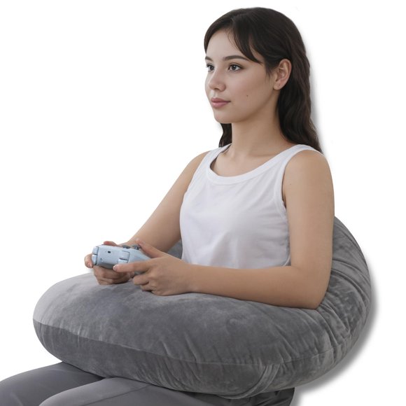 Cojín de lectura QUEEN ROSE para juegos, regazo, cama o sofá, gris