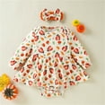 thumbnail image 2 of Newborn Thanksgiving Outfit Round Neck Long Sleeve Cute Print Unisex Soft Breathable Crawling Clothes White 9 Months, 2 of 3