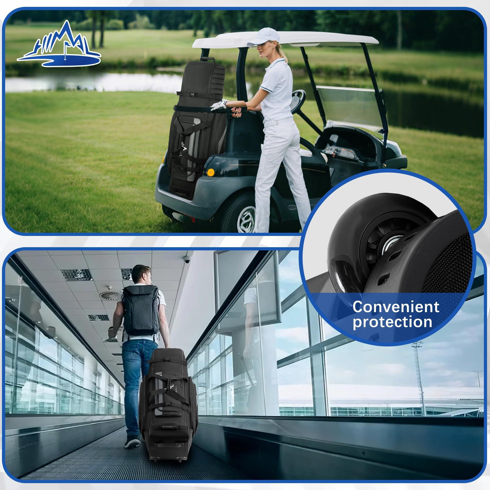 Soft-sided Golf Travel Bag Cover With Wheels  1680d Material Padded Head And Leather Accents Foldable Bags For Airlines