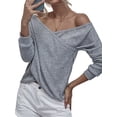 thumbnail image 5 of Xuanfei Women V Neck Long Sleeve Knitted Blouse, 5 of 7