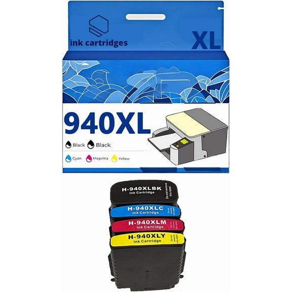 940XL Ink Cartridges Compatible for HP 8500 8500A A909a 8000 A809a A910a Inkjet Printers, Leak-Proof Design Crisp Printing