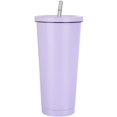 thumbnail image 1 of Taza de viaje de 750 ml, taza de acero inoxidable de doble pared, botella de agua con aislamiento al vacío, taza de café con agua aislada, taza de doble pared con pajita, cepillo y tapa, 1 of 5