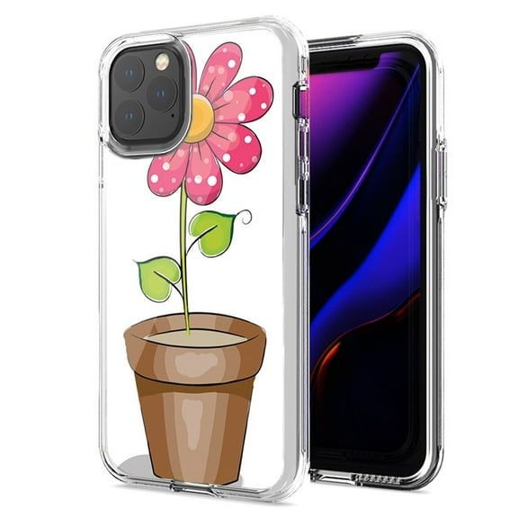 MUNDAZE For Apple iPhone 11 Pro Pink Daisy Design Double Layer Phone Case Cover