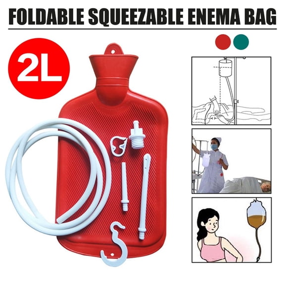Reusable 2L Enema Bag Colonic Cleaning Irrigation Detox Rubber Bag Kit Coffee Enemas at Home Douche Colon Detox Cleanse Kit