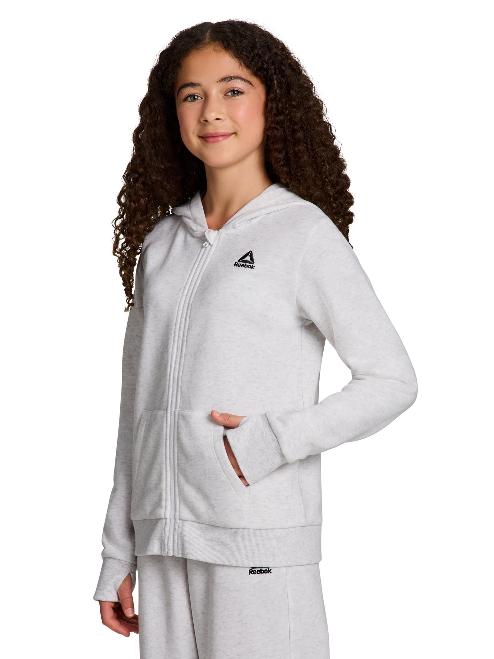 Reebok Girl’s Game Day Fleece Full Zip Hoodie, Sizes 4-18