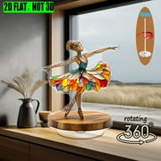 [2D flat] 1PC Rotating acrylic tabletop display featuring a ballerina with layered petal dress on pointe shoes perfect for home office inspiration or as a memorable gift for ballet enthusiasts