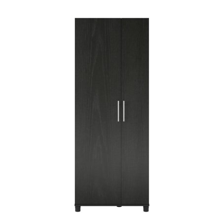 Systembuild Evolution Westford Tall Asymmetrical Garage Storage Cabinet  Black Oak