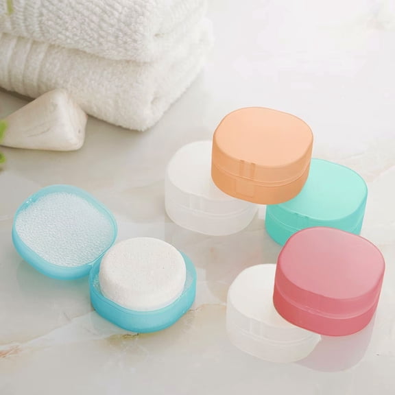 6 Pcs Portable Cosmetic Cotton Round Holder, Small Cottons Pads Holder for Makeup Remover Powder Puff, Assorted Color