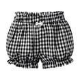 thumbnail image 7 of Girls Plaid Ruffled Bloomers, Elastic Waist Cute Gingham Shorts with Bow for Playdates and Casual Outings Black 120, 7 of 7