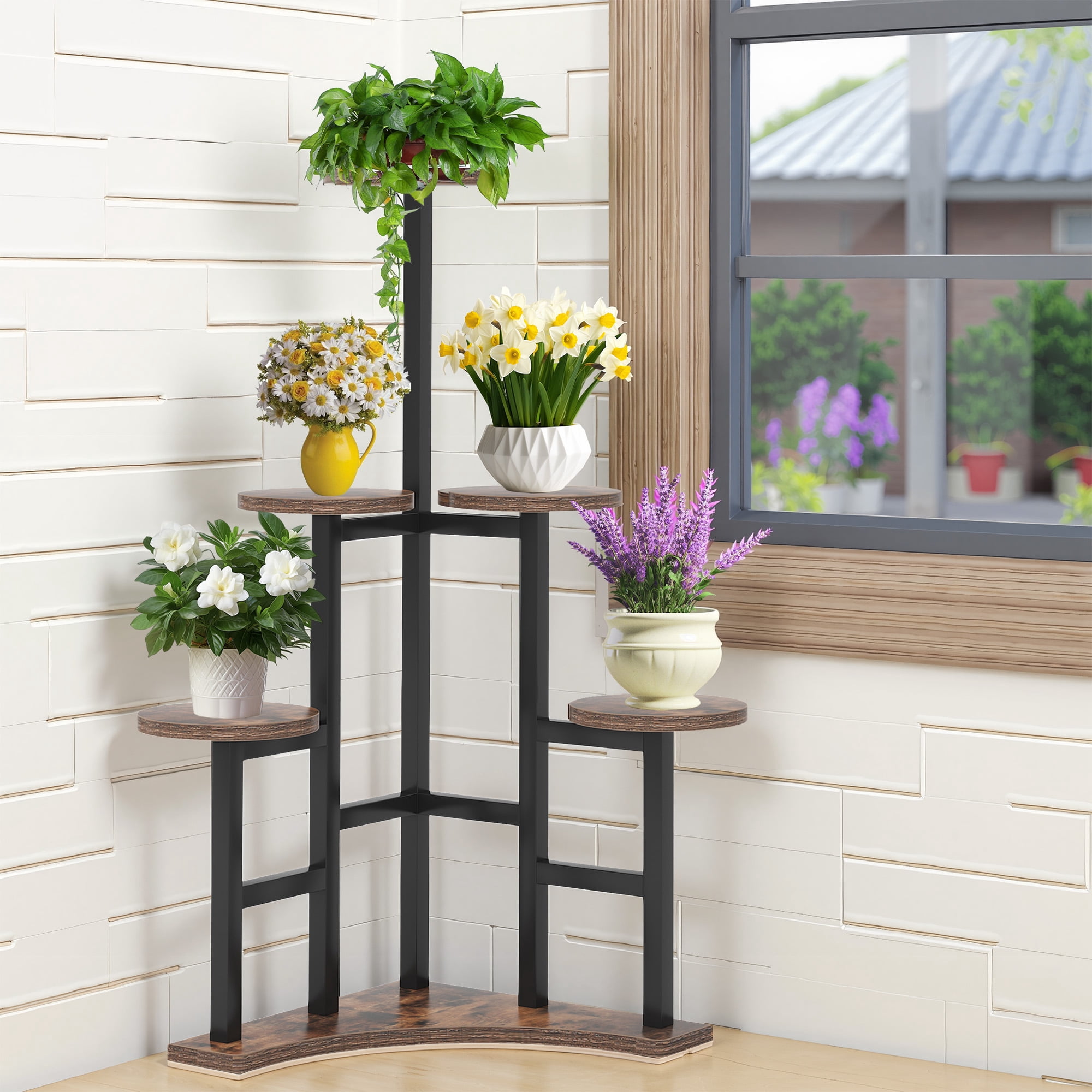 MAYEERTY 6-Tier Plant Stand High-Low Design Ample Sunlight for Plants Growth
