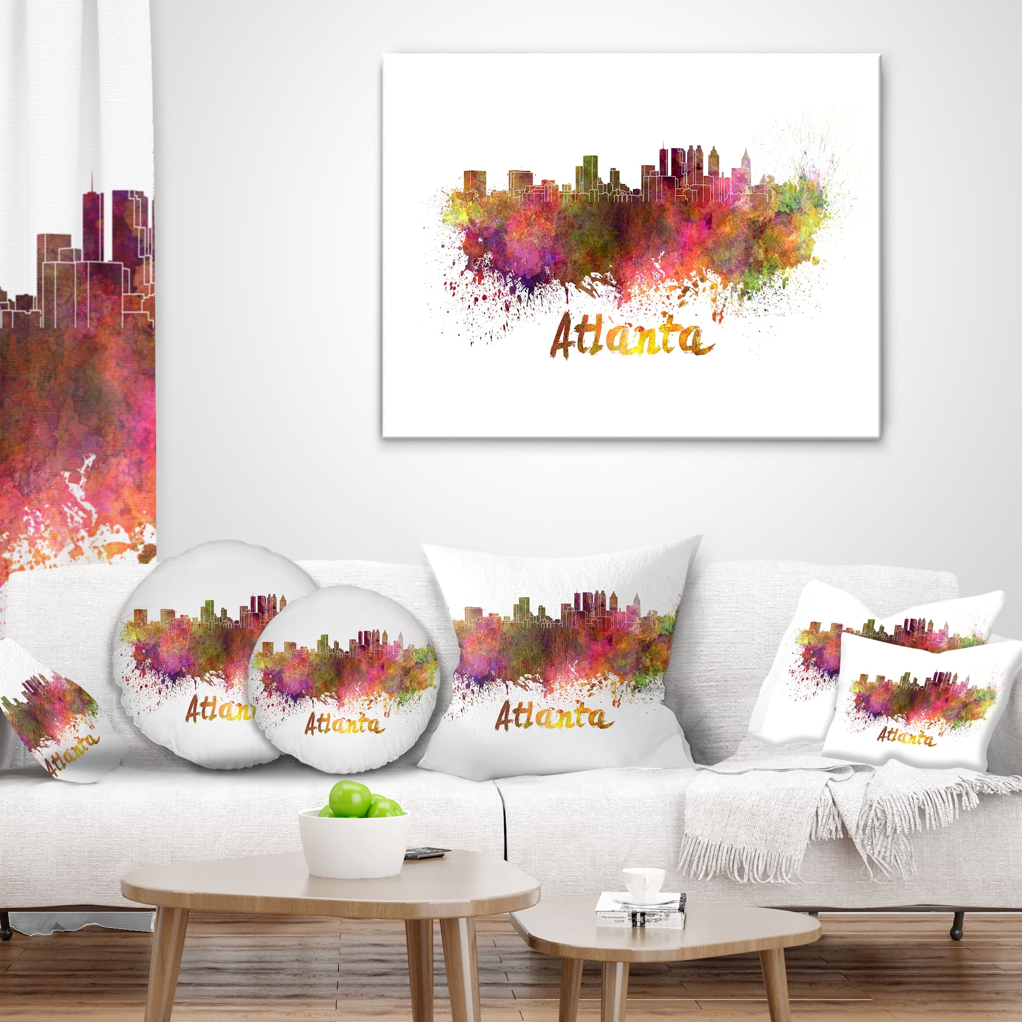 Designart Atlanta Skyline - Cityscape Throw Pillow - 16x16