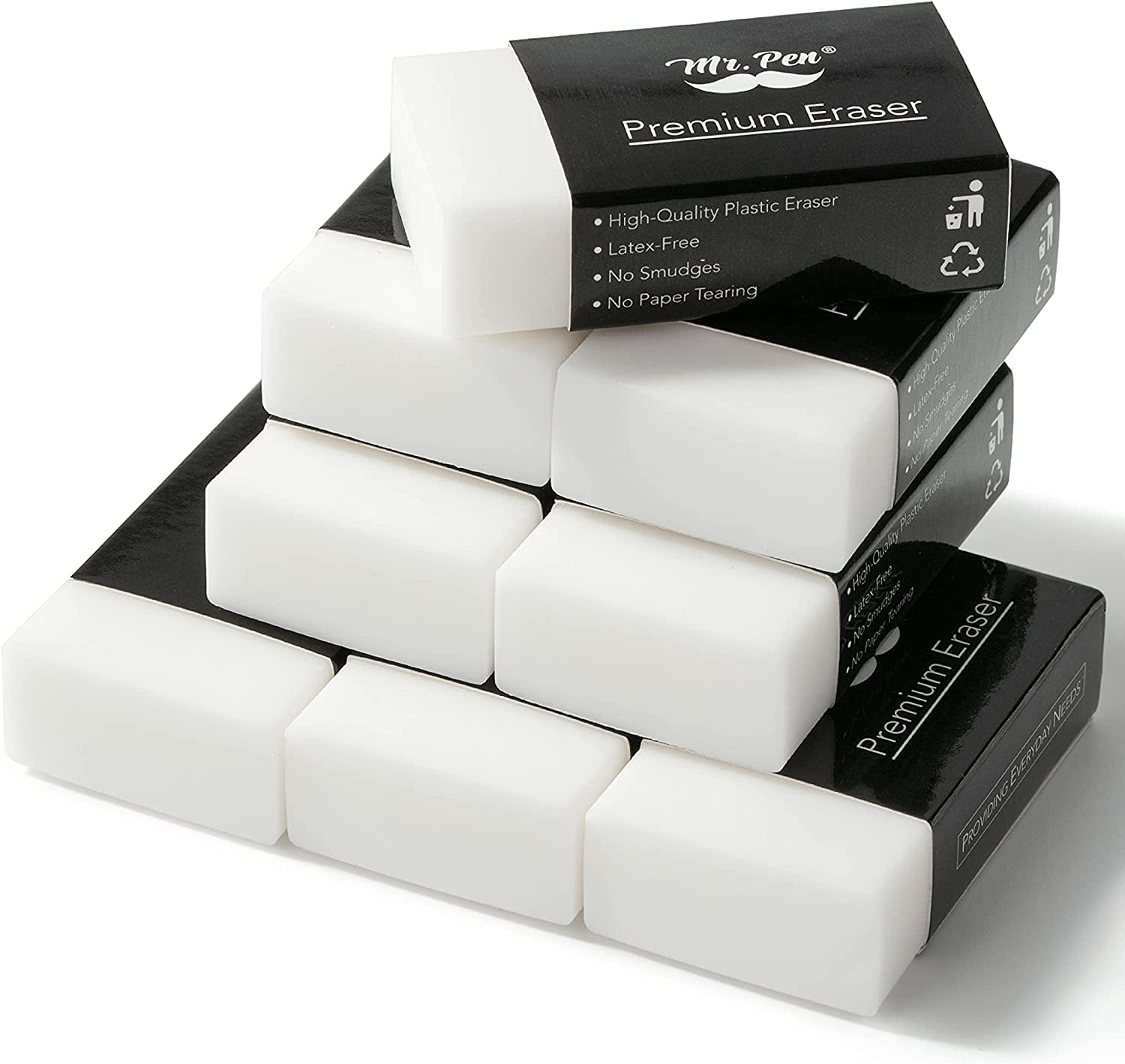 Mr. Pen Pencil Eraser, 8 Pack, White Erasers, Erasers for Artists