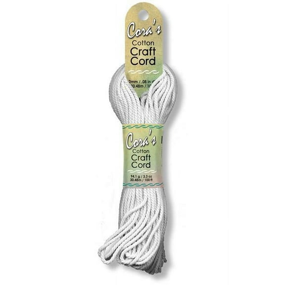 Pepperell Cara's Cotton Craft Cord 2mmx100'-White