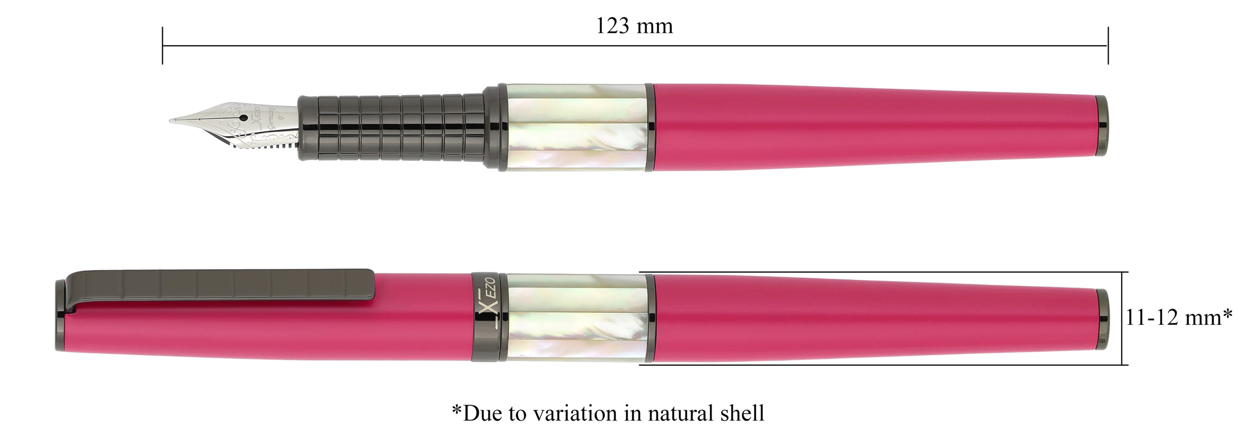 Xezo Speedmaster® Cerise Brass Fountain Pen (Fine Nib) - With White Mother of Pearl