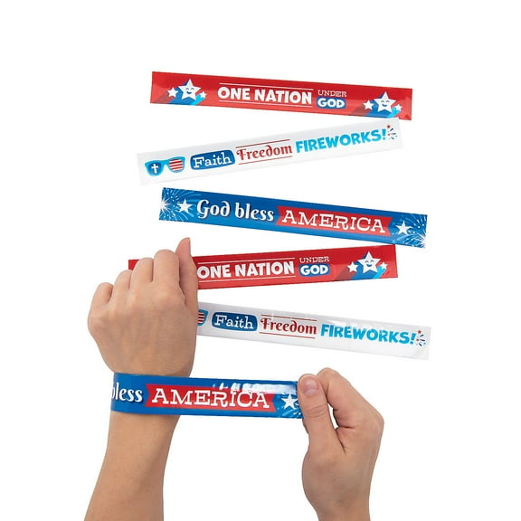 Faith Fourth of July Slap Bracelets, Jewelry, Fourth of July, 12 Pieces