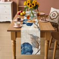 thumbnail image 4 of Table Runners 70 Inches Long Dress Scarves, Blue Flowers Farmhouse Coffee/Dining/Kitchen Table Decor, Holiday Table Runner, Spring Floral Brown Leaves Botanical Retro Beige 13x70 Inch, 4 of 9