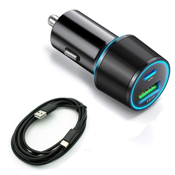 For TCL 30/40 XE 5G - Quick Car Charger, 36W 2-Port USB Cable Type-C PD Power Adapter DC Socket Plug-in for TCL 40 XE 5G, 30 XE 5G Phones