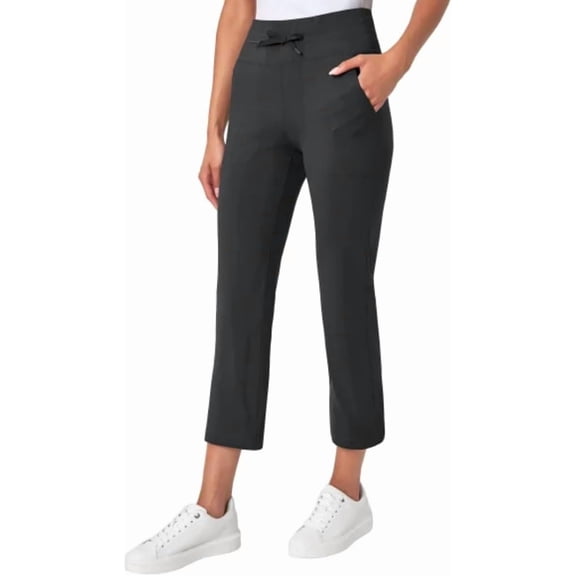 Mondetta Women's Moisture Wicking High Rise Drawstring Capri Pant Black, L
