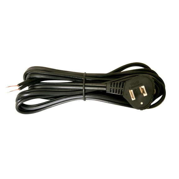 Royal Designs, Inc. Lamp Cord Molded Plug, Stripped Ends Ready for Wiring, 8 ft long, Black, SPT-1 UL Listed