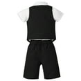 thumbnail image 2 of Miaeowve Baby Boys Classic Tuxedo Suits Kids 3pcs Formal Shorts Set Wedding Christening Pageant Black 90, 2 of 7