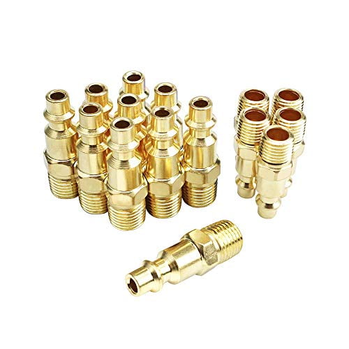 Coupler And Brass 1/4-Inch NPT Male Industrial Air Hose Quick Connect Adapter 